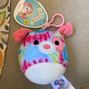 Squishmallow SHENA Tie Dye Fuzzy Belly Dog 3.5" Clip-On New